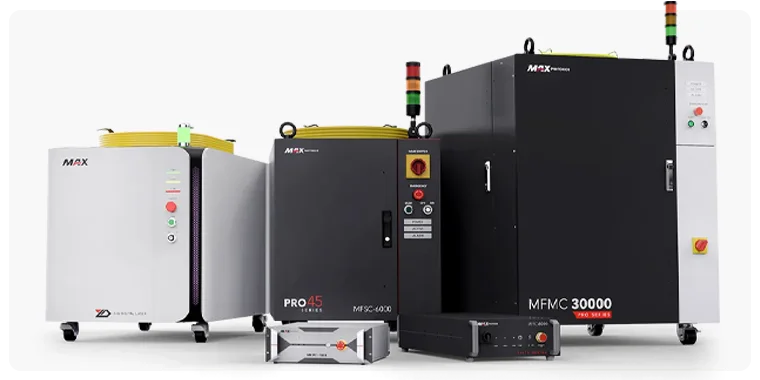 A range of MAX Photonics fiber laser sources, covering different power classes, designed for industrial laser cutting applications—compact, efficient, and optimized for stable, high-performance operation.