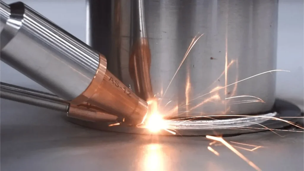 Laser welding of metal components with high precision.
