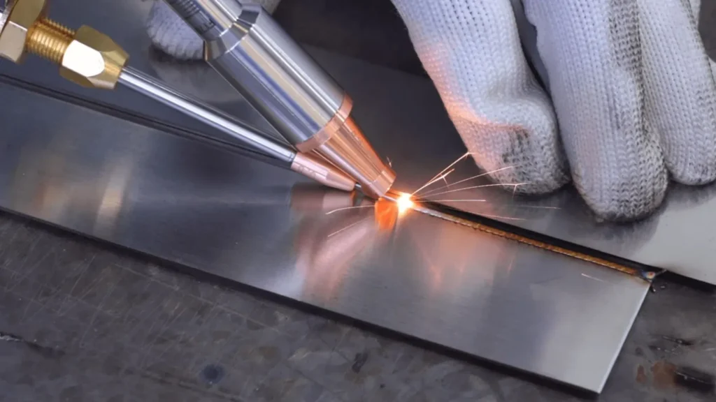 Laser welding process for high-precision metal joining.